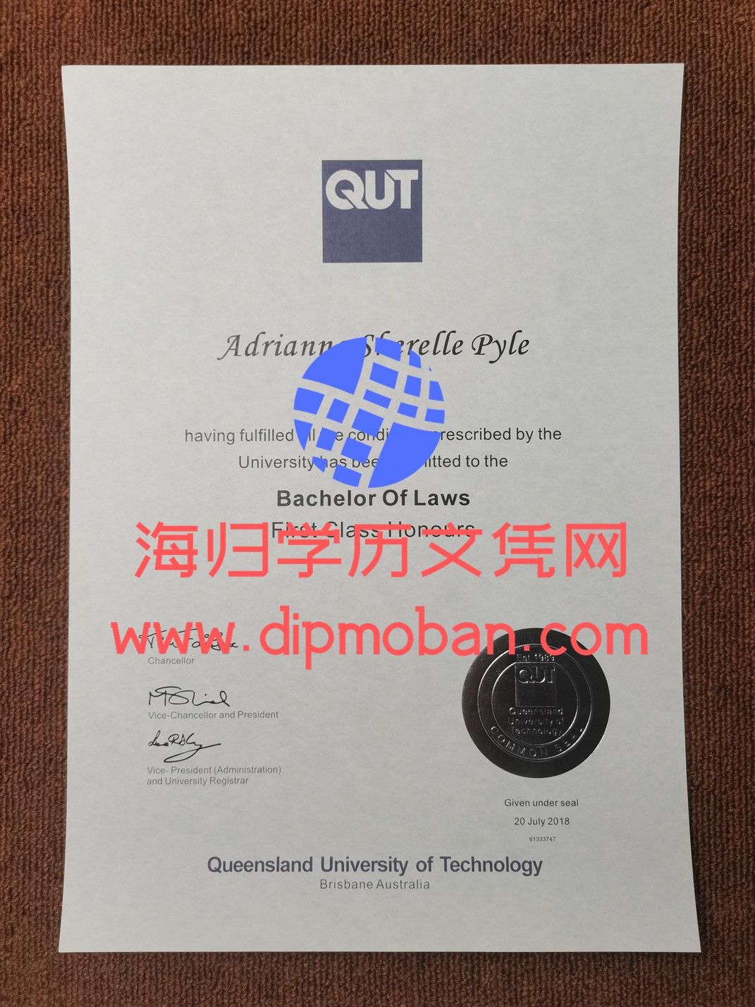 澳大利亚昆士兰科技大学毕业证