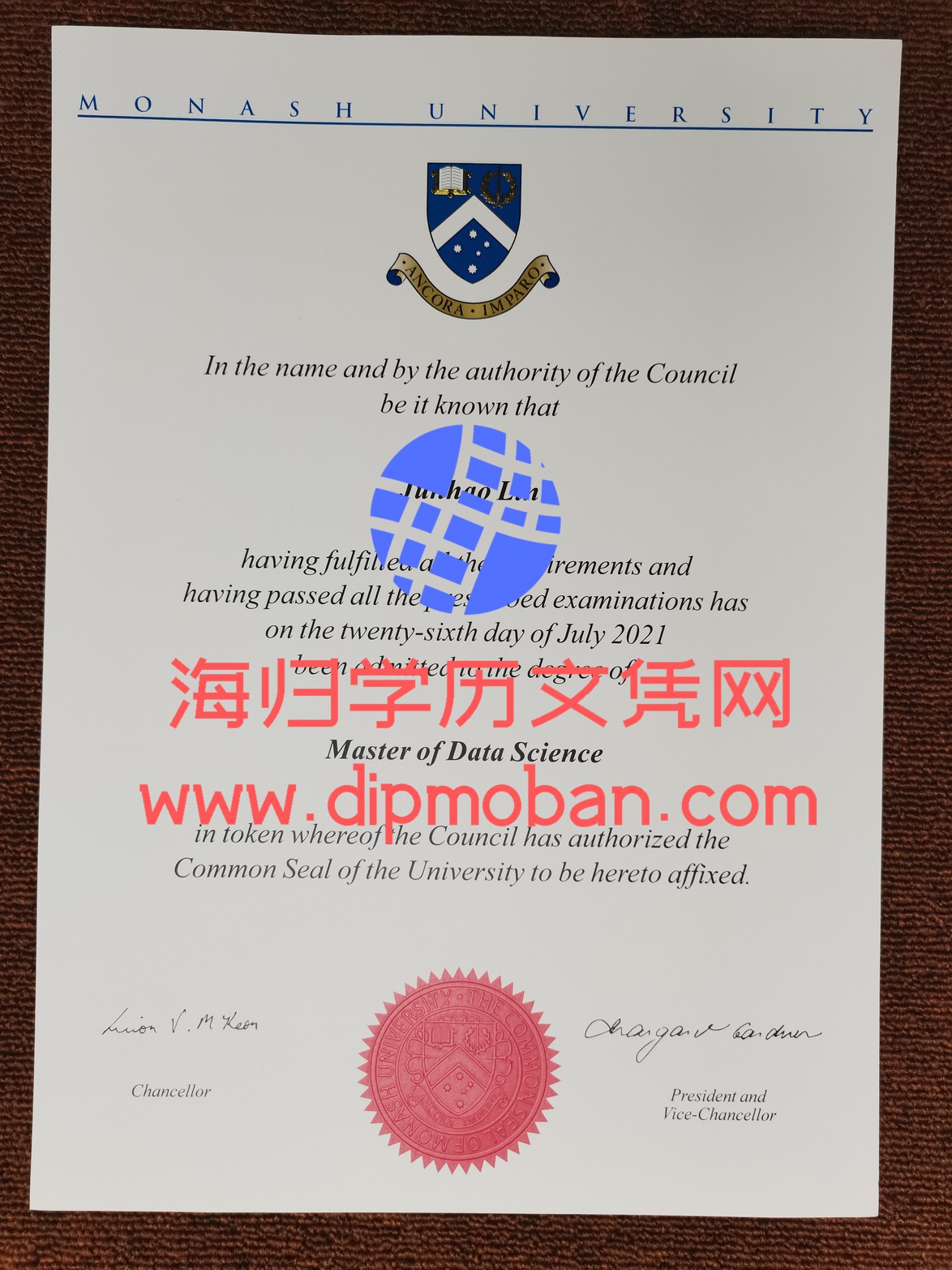 澳大利亚蒙纳士大学毕业证