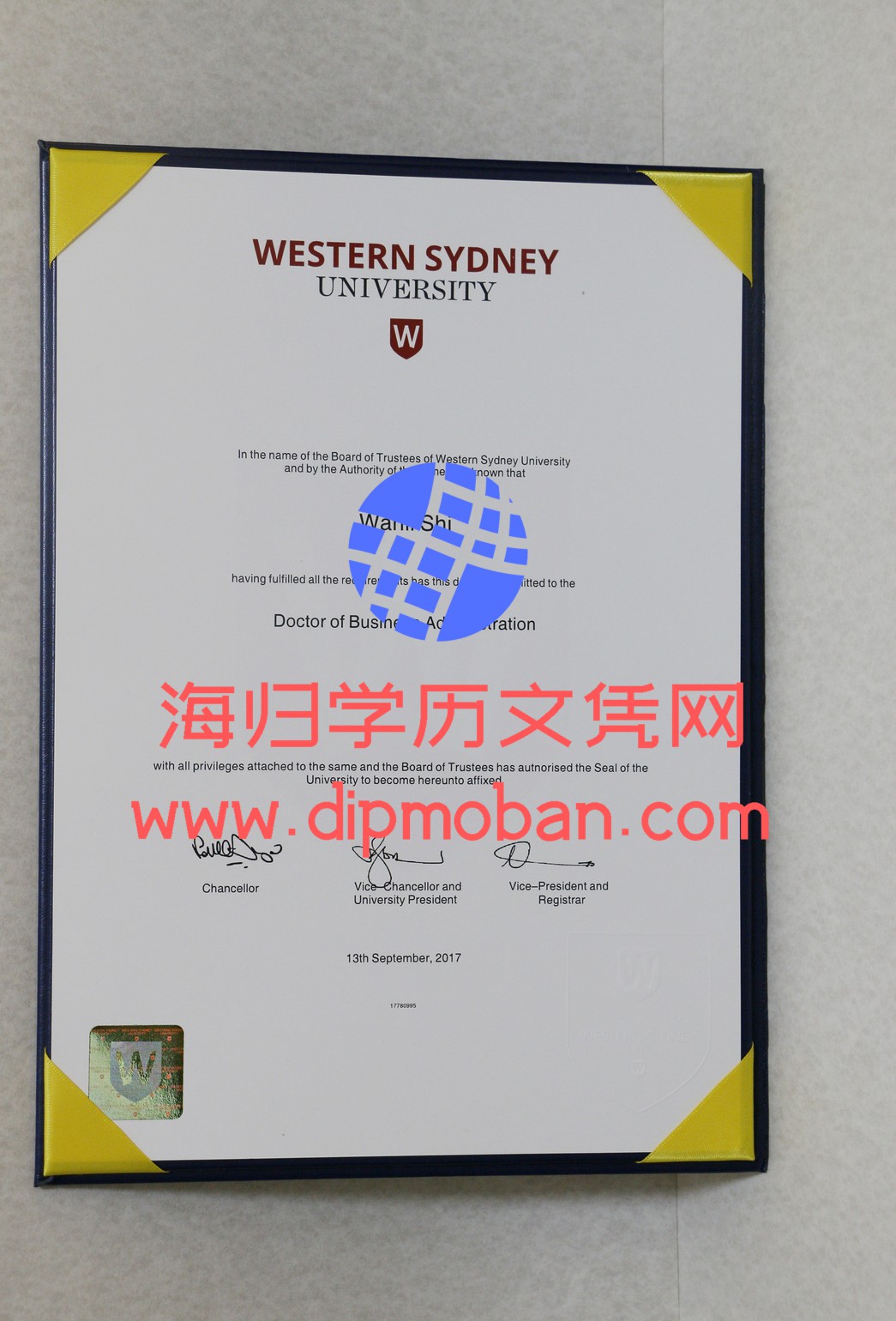 澳大利亚西悉尼大学毕业证